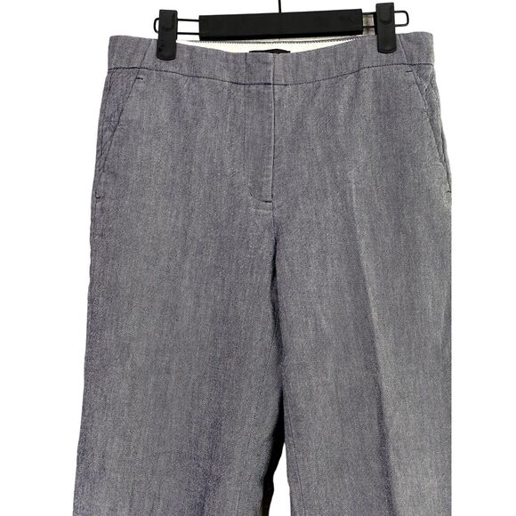 J.Crew Cropped Chambray Straight Leg High Rise Cotton Trouser 4 Blue Grey #3907 - Picture 2 of 15